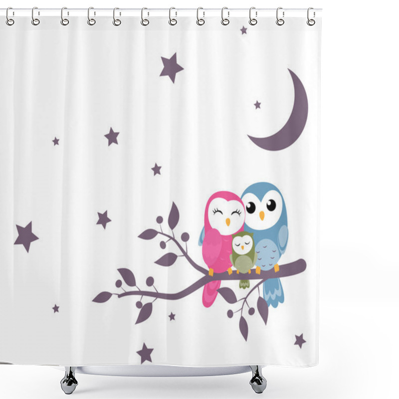 Personality  Owls Sitting On Branch Shower Curtains