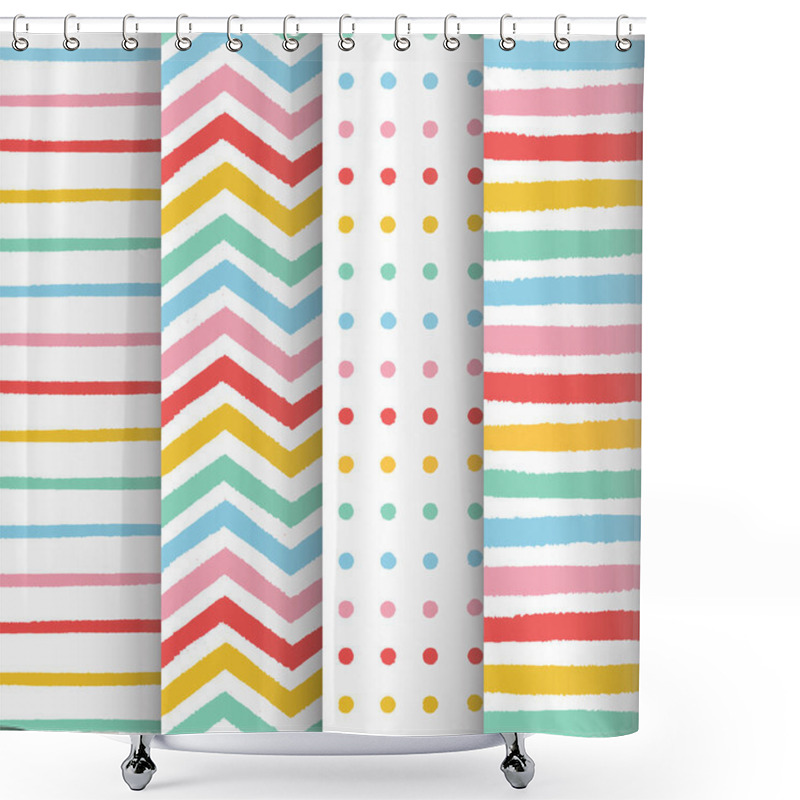 Personality  Hand Drawn Painted Geometric Patterns Set Shower Curtains