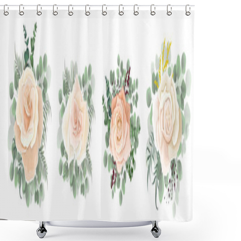 Personality  Set White Rose Shower Curtains