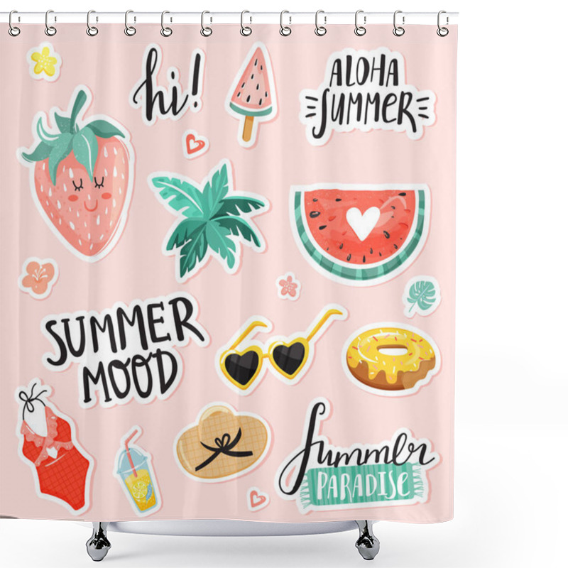 Personality  Set Of Summer Cute Stickers. Shower Curtains