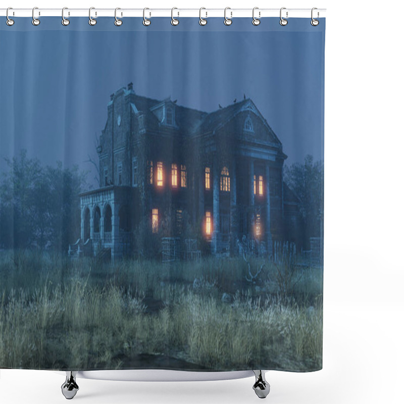 Personality  Southern Mansion Fantasy Architecture, 3D Illustration, 3D Rendering Shower Curtains