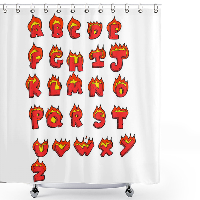 Personality  Clipart Red Flaming Capital Letters - Royalty Free Vector Shower Curtains