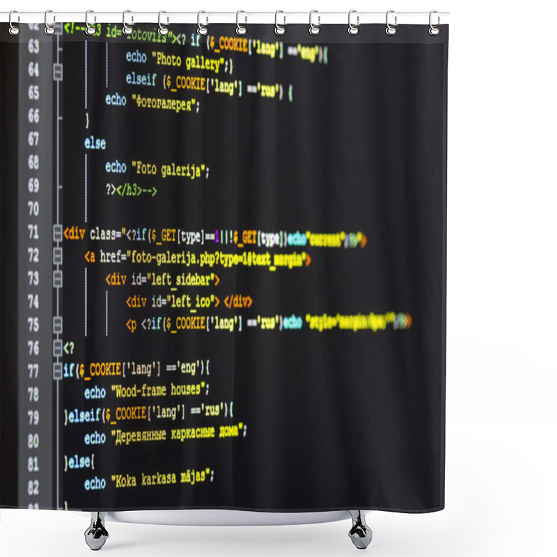 Personality  Website Development - Programming Code On Computer Screen Shower Curtains