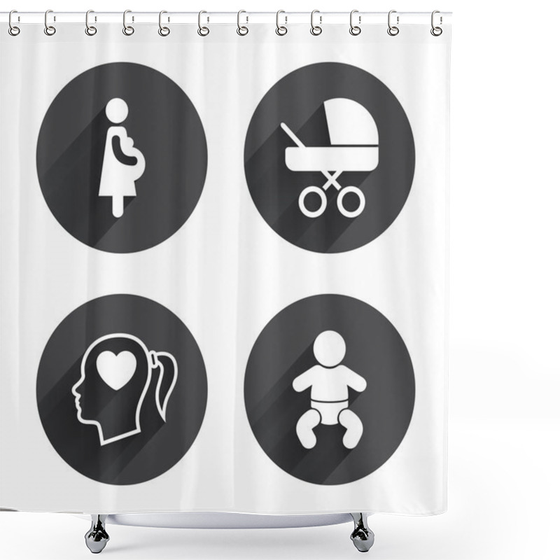 Personality  Maternity, Pregnant, Baby Icons. Shower Curtains