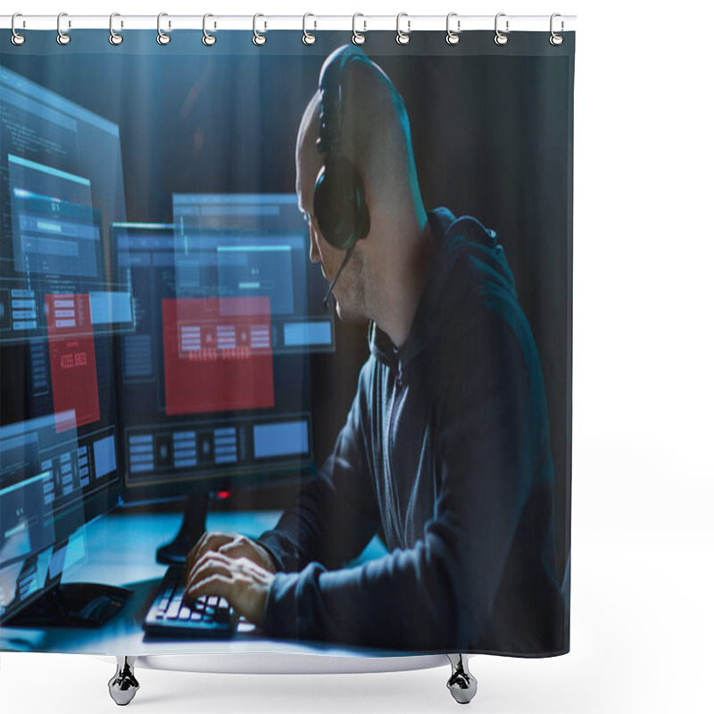 Personality  Hacker With Access Denied Messages On Computers Shower Curtains