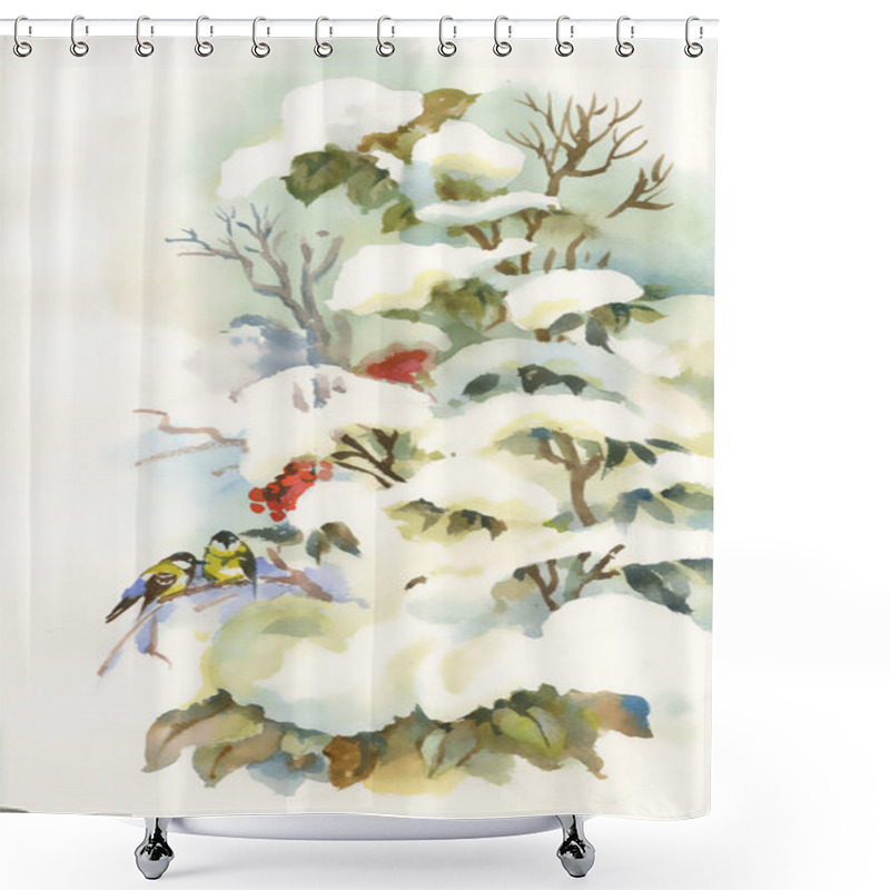 Personality  Titmouses On The Branch Shower Curtains