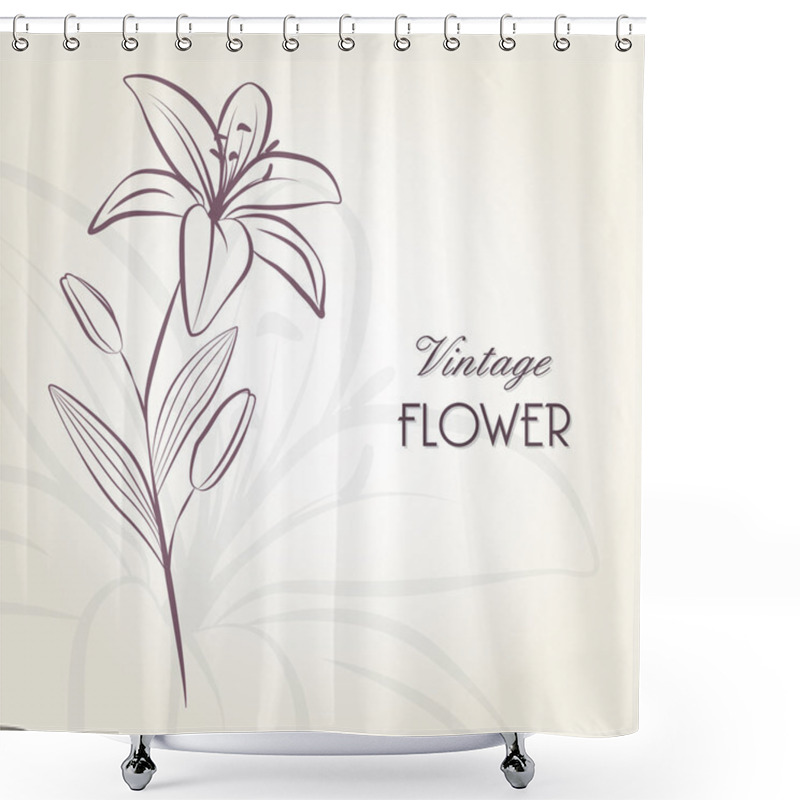 Personality  Hand-drawing Floral Background With Flower Lily Shower Curtains