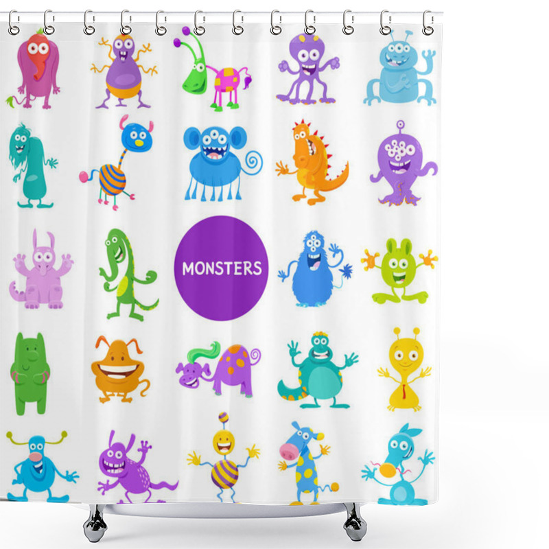 Personality  Cartoon Monster And Alien Characters Large Set Shower Curtains