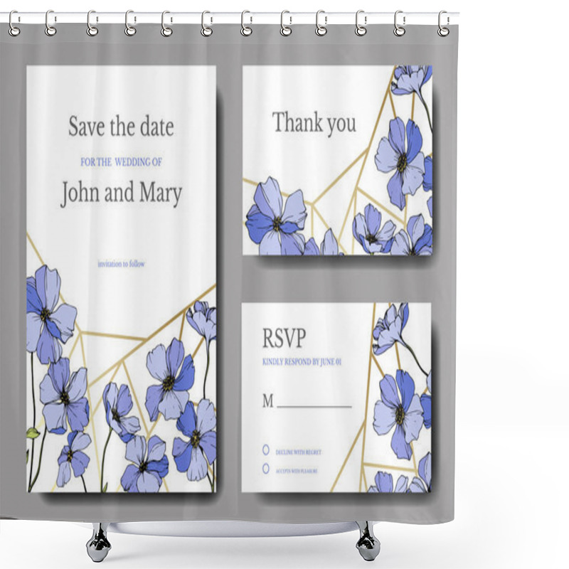 Personality  Vector Wedding Invitation Cards Templates With Flax Illustration.  Shower Curtains