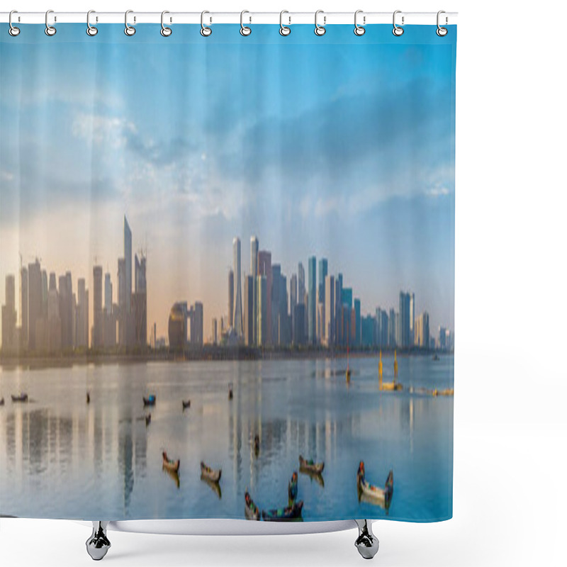 Personality  Skyline Of Urban Architectural Landscape In Hangzhou Shower Curtains