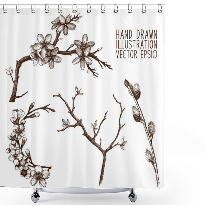 Personality  Blooming Tree Twigs Shower Curtains