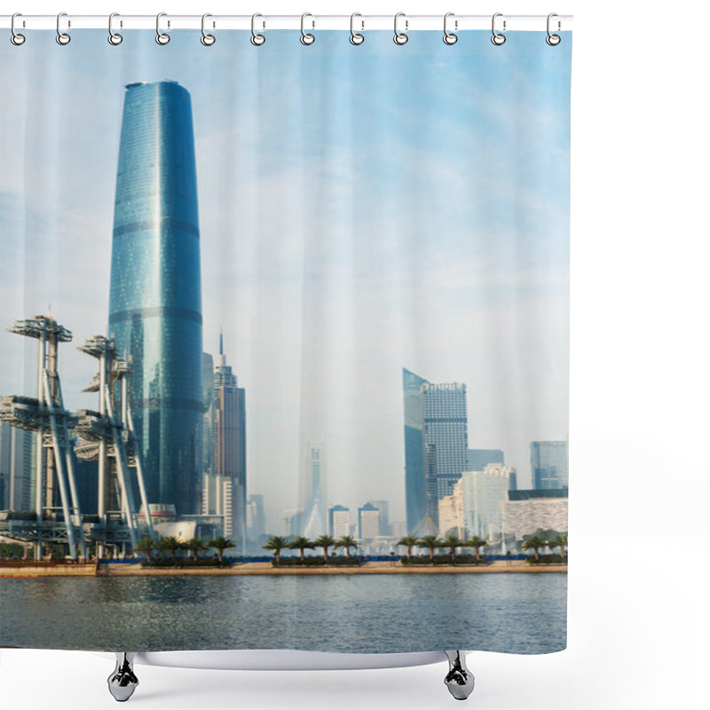 Personality  Guanghzou City And Pearl River Shower Curtains