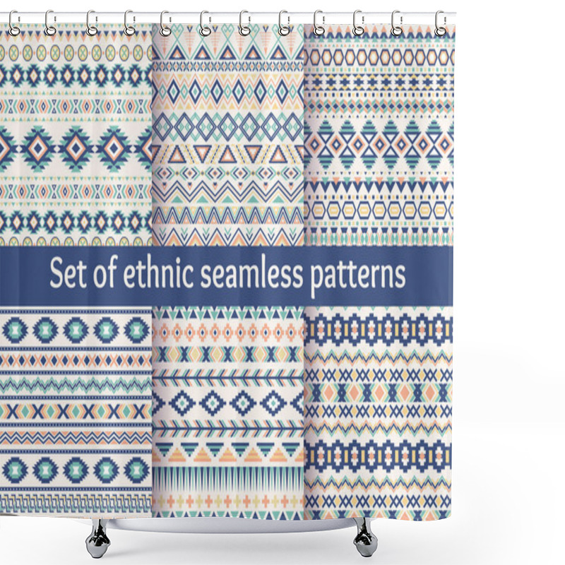 Personality  Set Of Six Ethnic Seamless Patterns. Shower Curtains