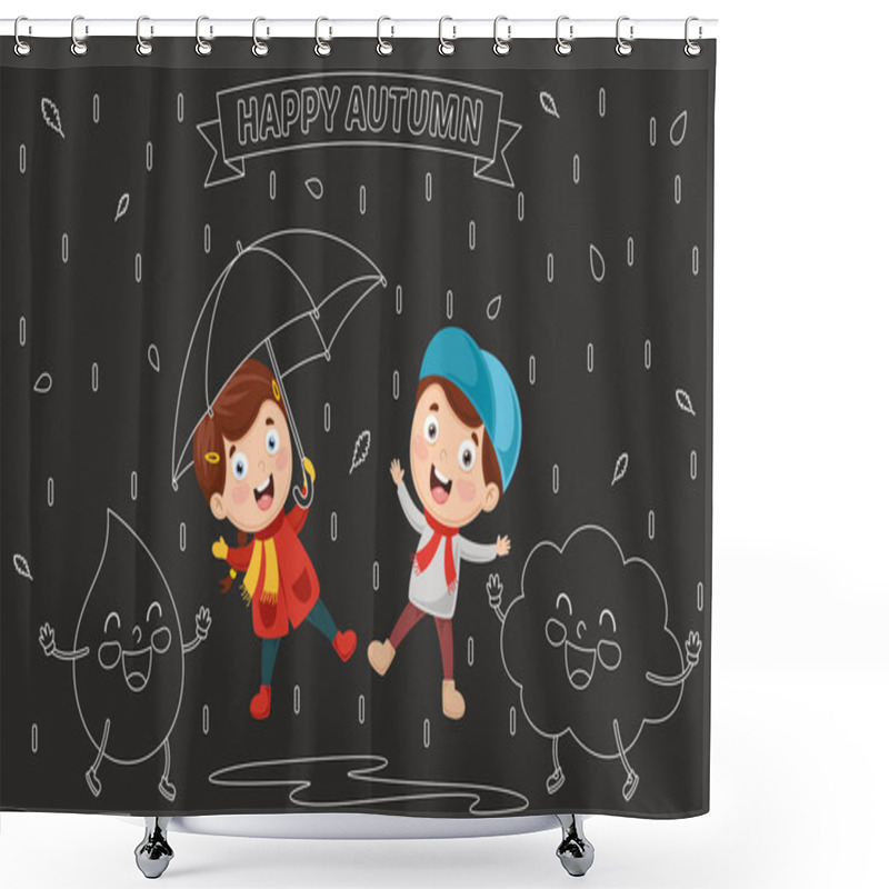 Personality  Vector Illustration Of Autumn Children Shower Curtains