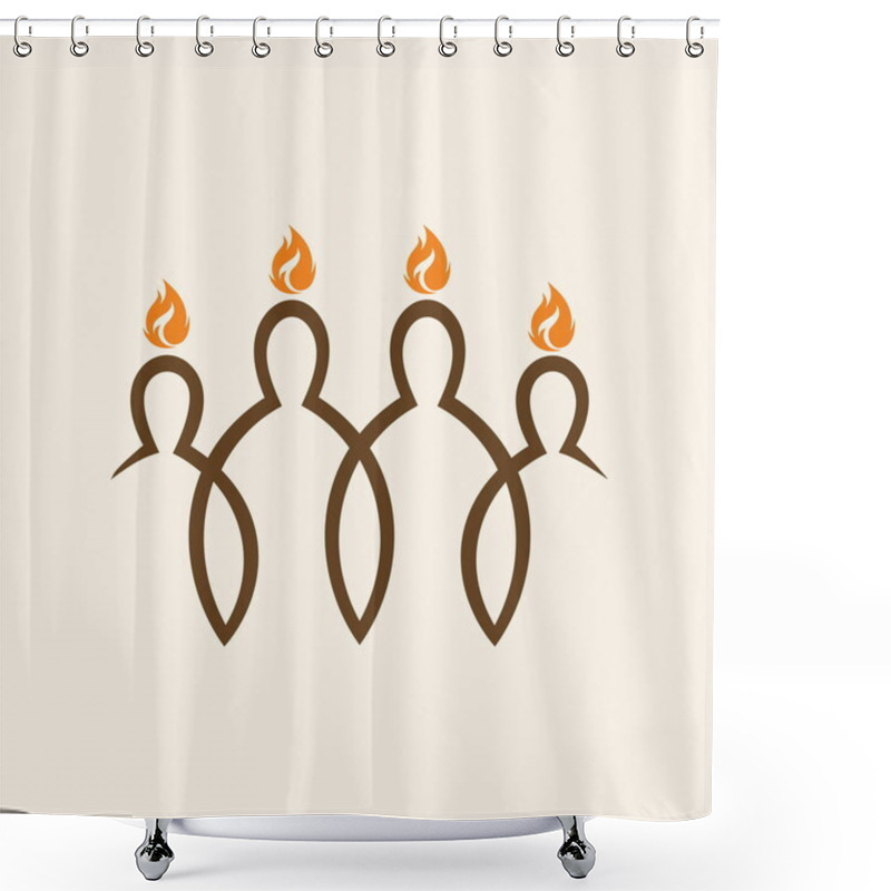 Personality  Church Logo. Flames Over People, Pentecost Shower Curtains