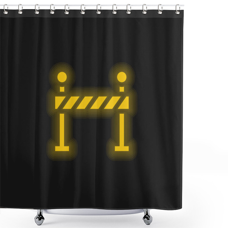 Personality  Barrier Yellow Glowing Neon Icon Shower Curtains