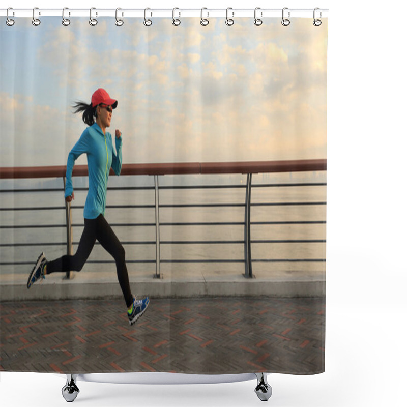 Personality  Young Fitness Woman Shower Curtains