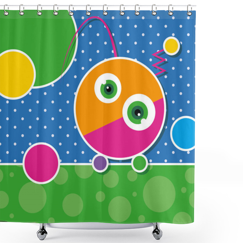 Personality  Cute Robot Greeting Card Shower Curtains