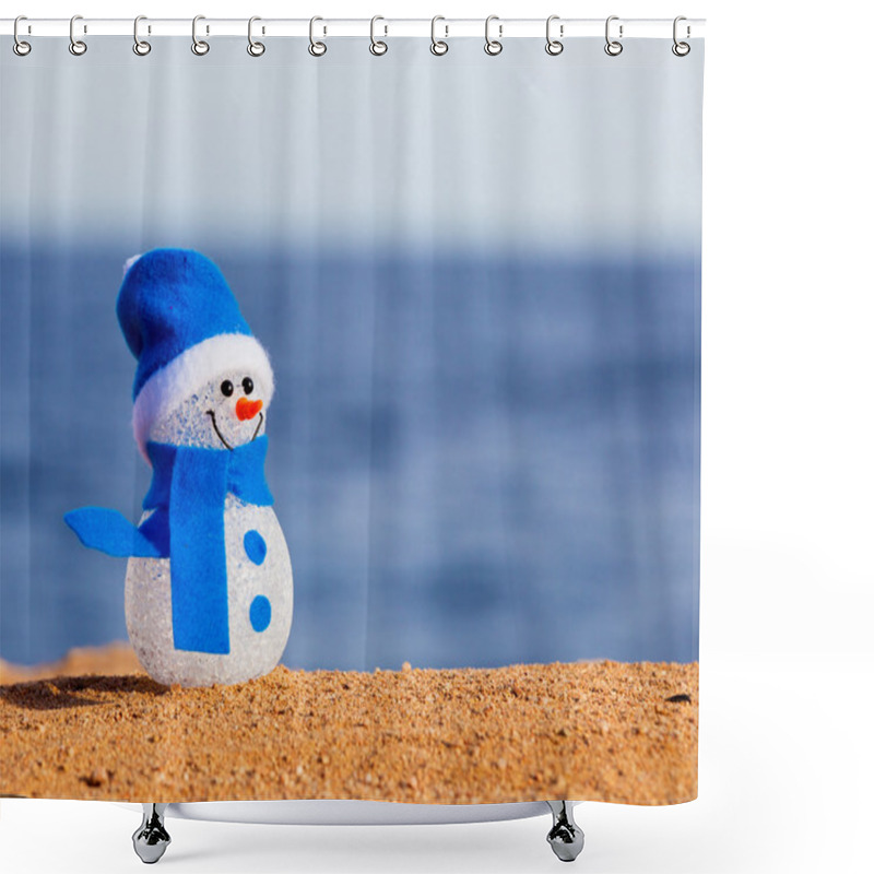 Personality  Snowman On Sand Shower Curtains