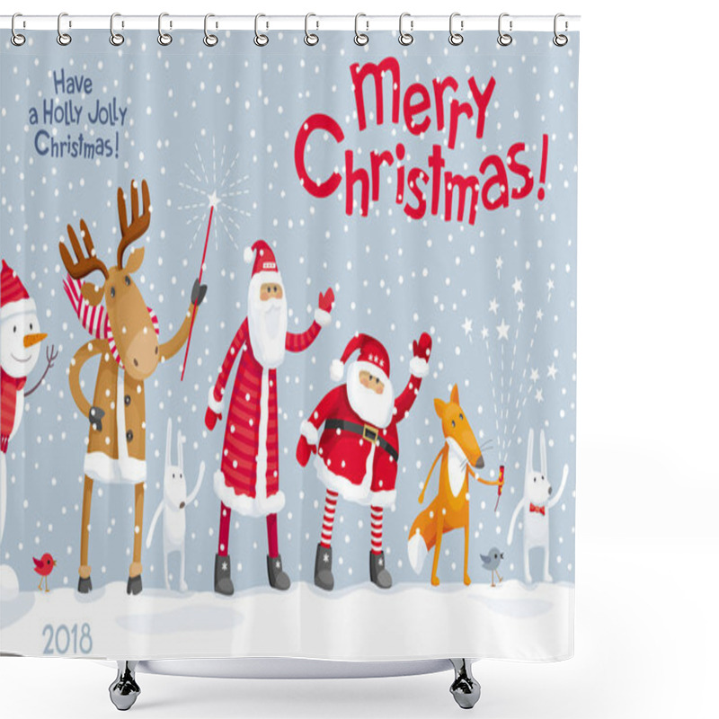 Personality  Merry Christmas Party Shower Curtains