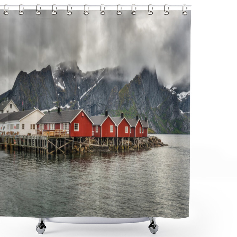 Personality  Red Fishing Cabins In Hamnoy, Norway Shower Curtains