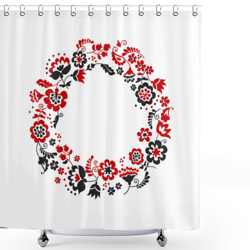 Personality  Traditional European Ukrainian Wreath Ornament. Rustic Floral Co Shower Curtains