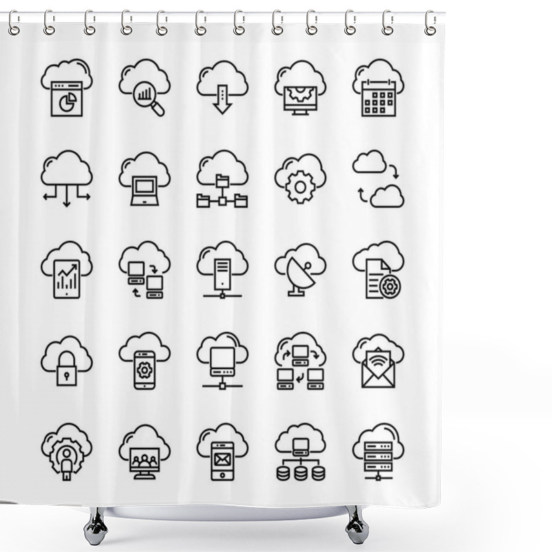 Personality  Cloud Data Technology Vector Icons 3 Shower Curtains