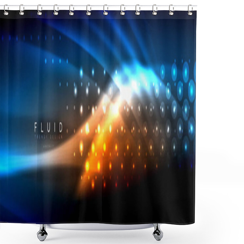 Personality  Liquid Neon Flowing Waves, Glowing Light Lines Background Shower Curtains