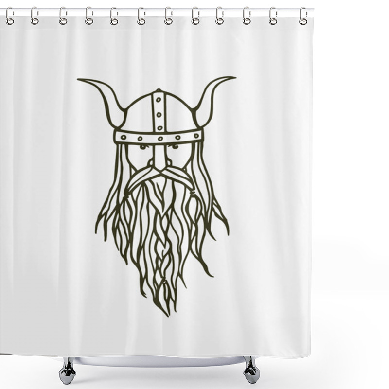 Personality  Hand Drawn Viking Portrait Shower Curtains