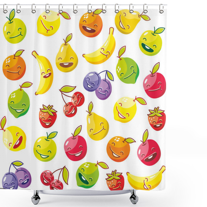 Personality  Happy Funny Fruits Seamless Pattern Shower Curtains