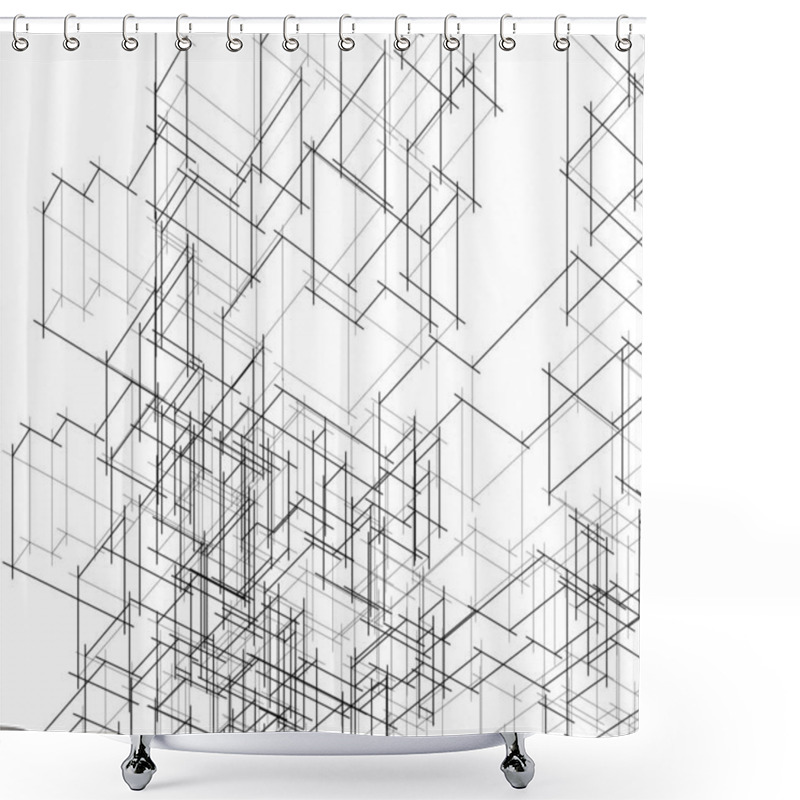 Personality  Abstract Architectural Wallpaper Design, Digital Concept Background Shower Curtains