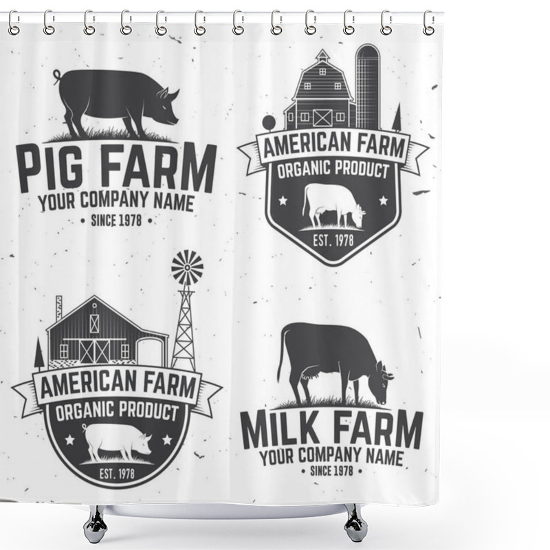 Personality  American Farm Badge Or Label. Vector Illustration. Shower Curtains