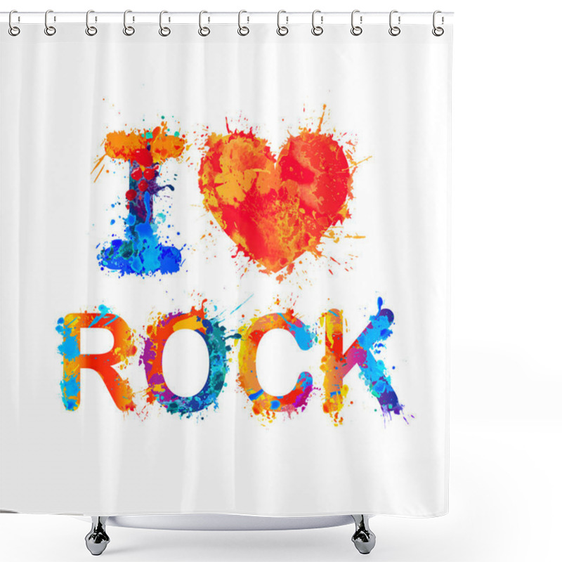 Personality  I Love Rock. Vector Shower Curtains