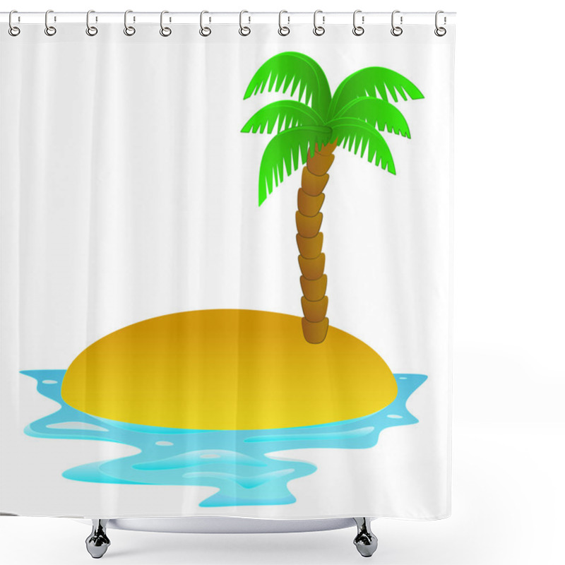 Personality  Lonely Tropical Sandy Island Vector Clip Art Shower Curtains