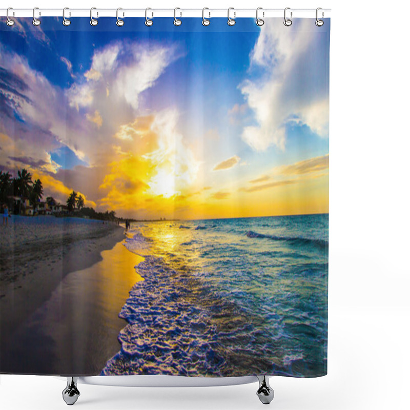 Personality  Beach At Sunset Shower Curtains