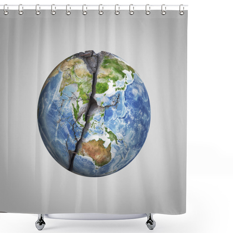 Personality  Three-dimensional Illustration Of Damaged Earth Planet With Crack. Elements This Image Are Furnished By NASA Shower Curtains