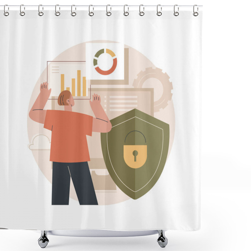 Personality  Cyber Security Risk Management Abstract Concept Vector Illustration. Cyber Security Report Analysis, Risk Mitigation Management, Protection Strategy, Identify Digital Threat Abstract Metaphor. Shower Curtains