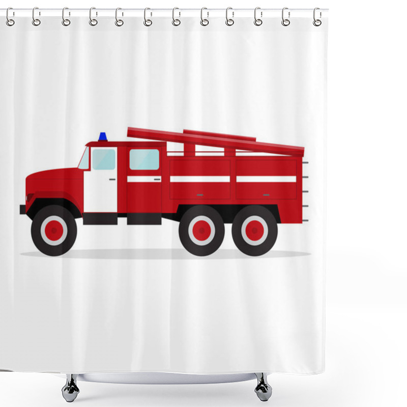 Personality  Red Fire Engine. Vector Shower Curtains