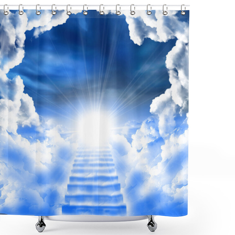 Personality  A Ladder Directed Up To Blue Cloudy Skies And Sun Shower Curtains