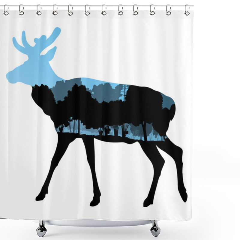 Personality  Deer Wild Animal Silhouette In Nature Forest Landscape Abstract  Shower Curtains