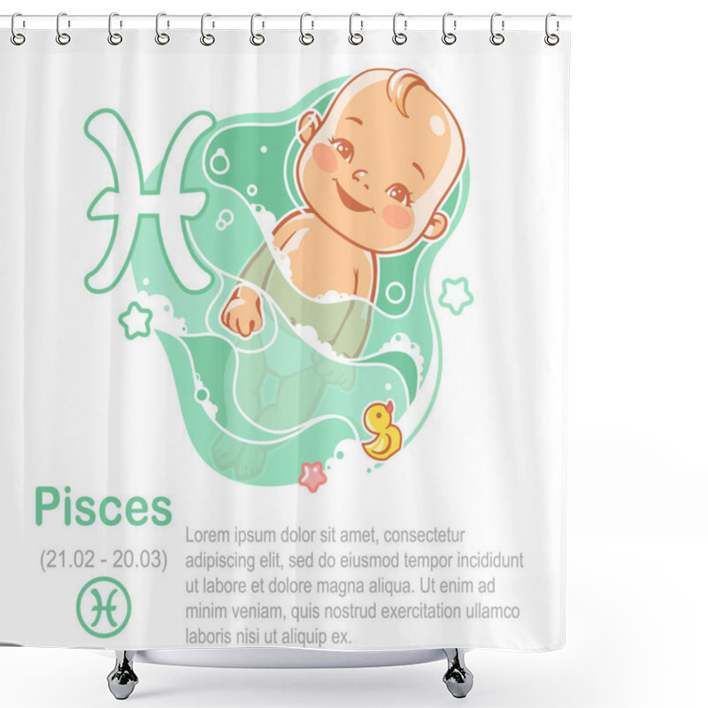 Personality  Baby Zodiac. Kid As Pisces Astrological Sign. Shower Curtains