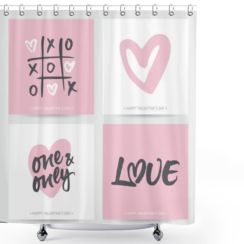 Personality  Set Of Love Cards For Valentine's Day Or Wedding Shower Curtains