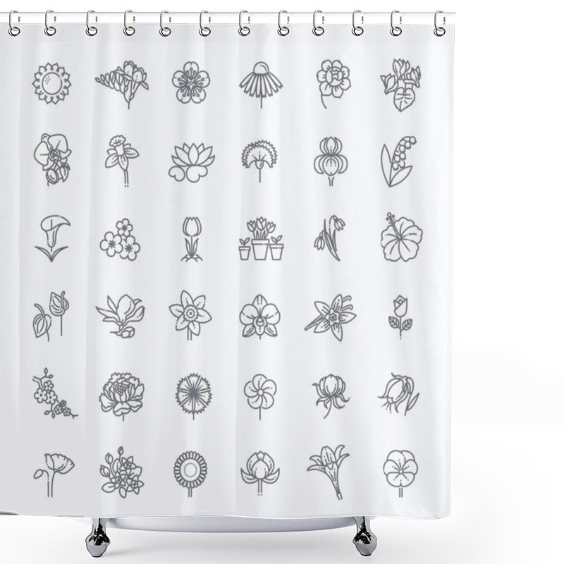 Personality  Flower Icon Set - Vector Illustration Shower Curtains