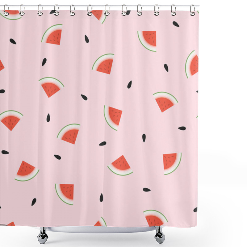 Personality  Watermelon Seamless Geometric Pattern. Simple Fruit Background Shower Curtains