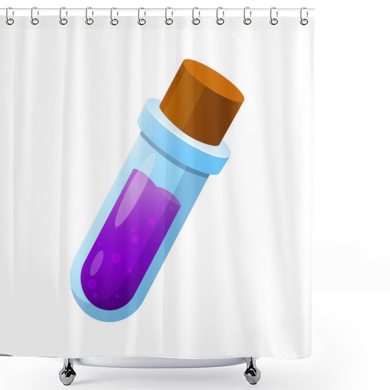 Personality  Glass Test Tube With Magic Purple Potion Isolated On White Background. Shower Curtains