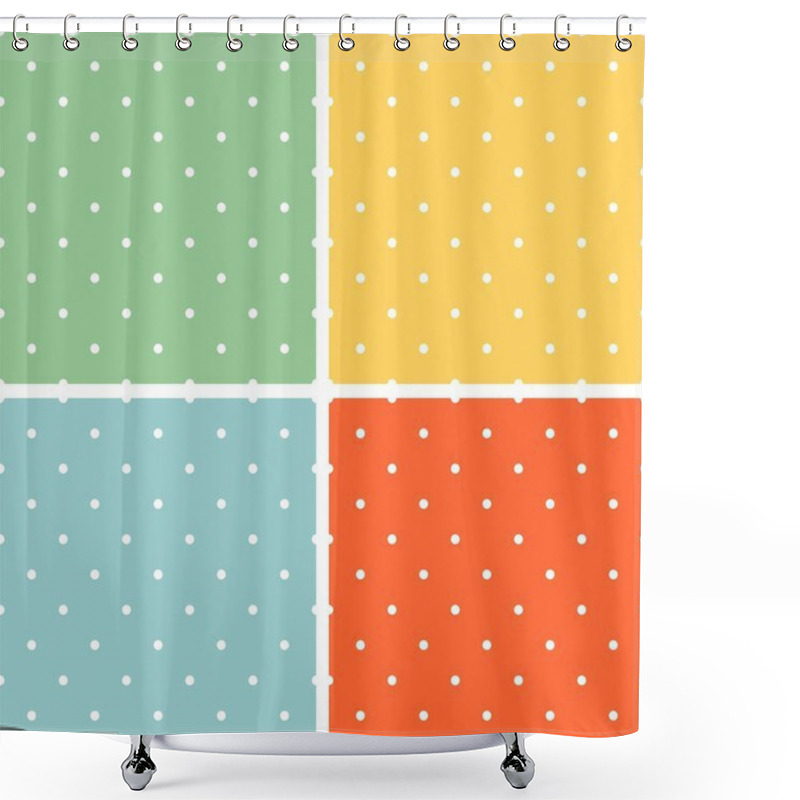 Personality  Tile Summer Vector Pattern Set With White Polka Dots On Pastel Background Shower Curtains