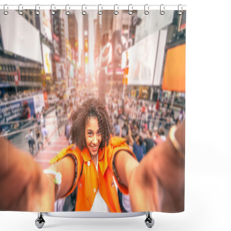 Personality  Selfie At Times Square, New York Shower Curtains