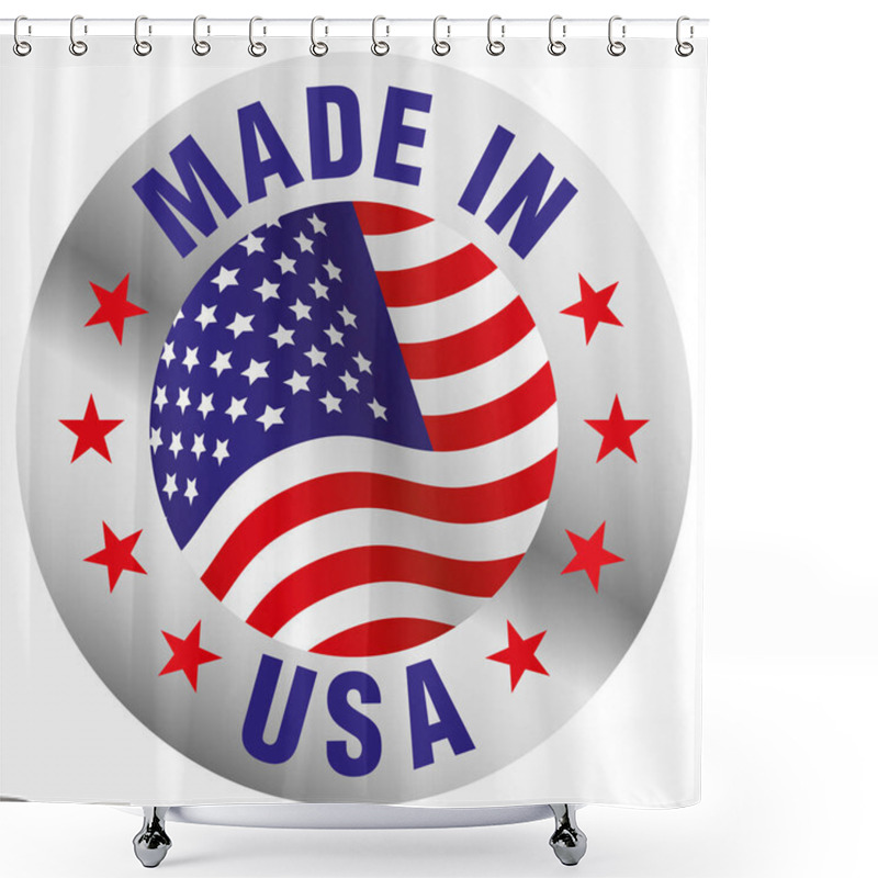 Personality  Made In The USA Badge Isolated On White Background. Shower Curtains