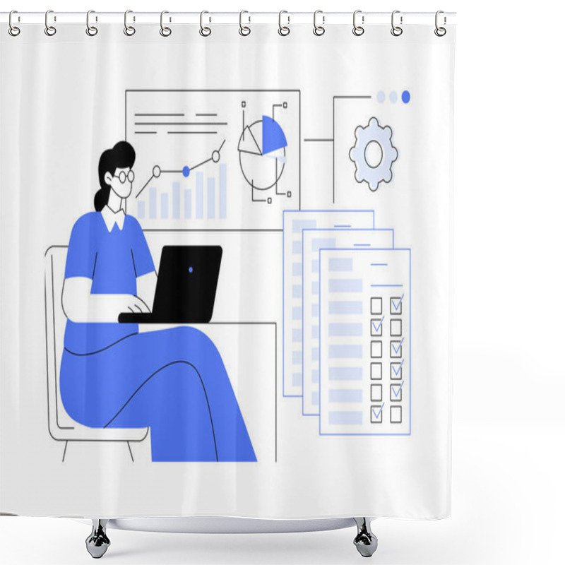 Personality  Survey Data Processing Abstract Concept Vector Illustration. Opinion Poll Worker Deals With Survey Data Handling, Social Science, Quality Assurance, Information Preparation Abstract Metaphor. Shower Curtains