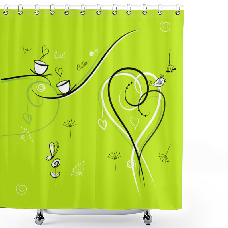 Personality  Green Background With Funny Birds For Your Design Shower Curtains